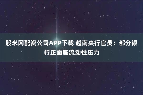 股米网配资公司APP下载 越南央行官员：部分银行正面临流动性压力
